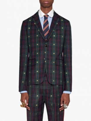 gucci check bees fabric jacket|Gucci hooded jacket.